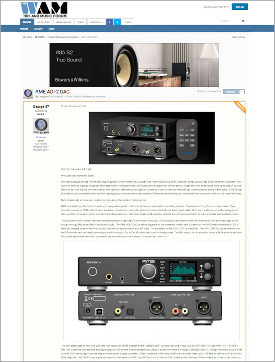 RME ADI-2 DAC review by HiFi Wigwam